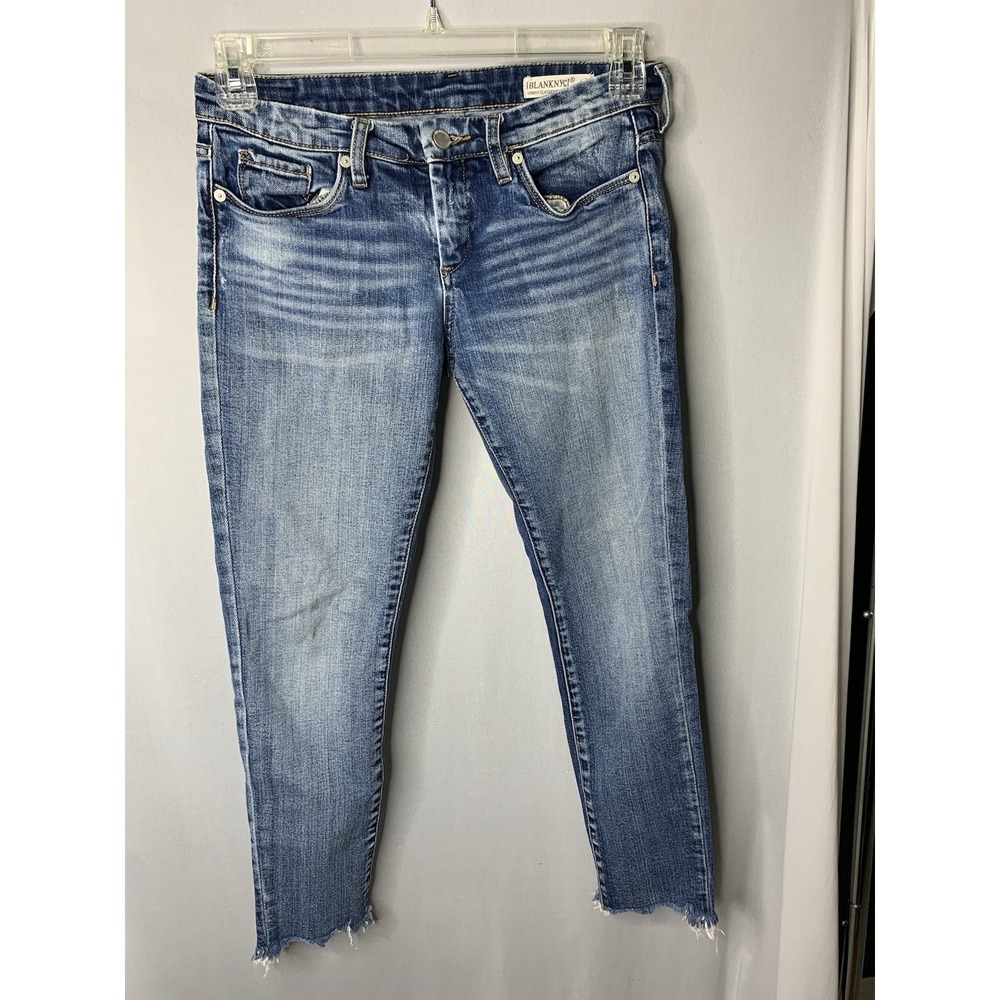 Women's Sz 26 Blank NYC Skinny Classique Blue Jeans Copped Distressed